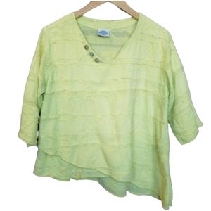 Cottonseed Green Asymmetrical Tunic Blouse Medium